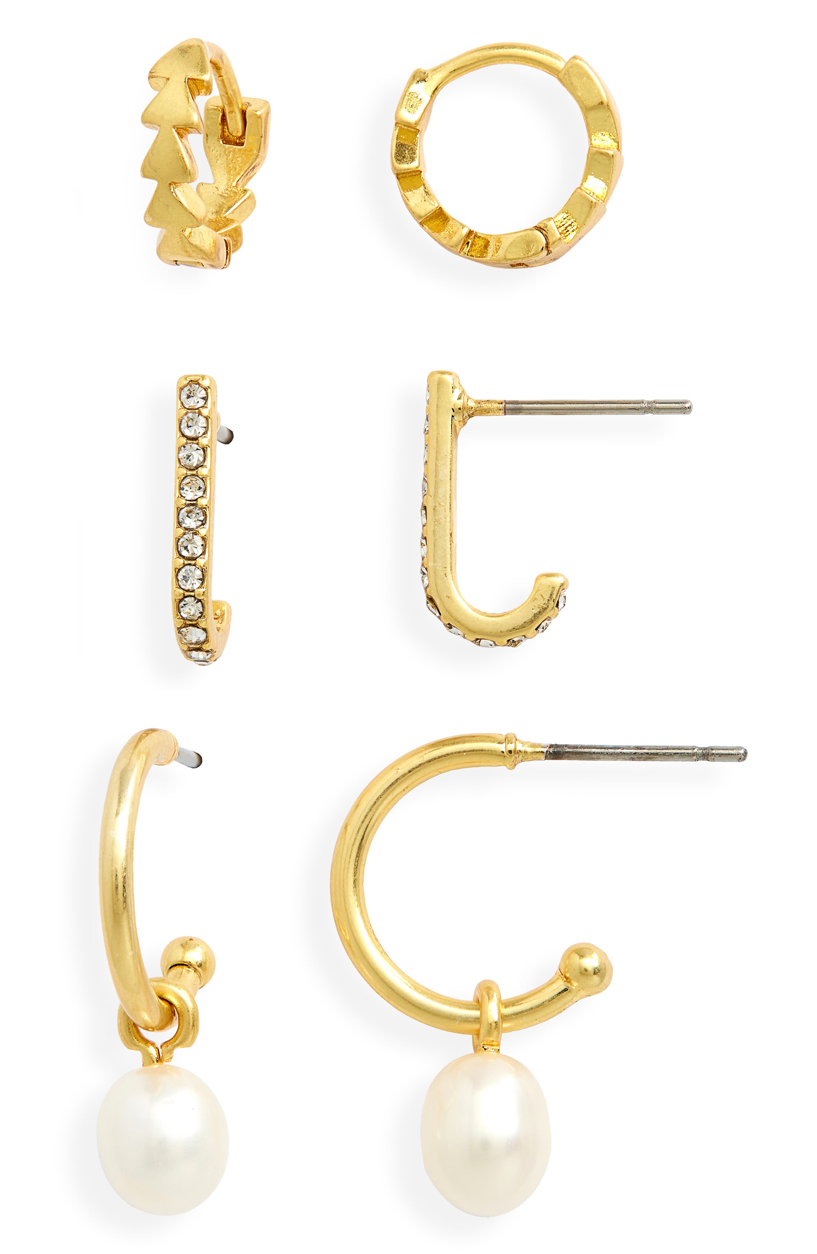 JOYA GIFT Dainty Crystal Pearl Hoop Earring Sets Ball Ear Stud Jewelry Gift For Women Girls 